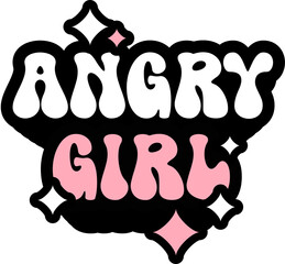 Angry Girl Sticker On Cute Style Design For Sticker, T-Shirt, Mug, Hoodie, Poster & For Any Merchandise Printing On Transparent Background