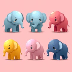 Cartoon Elephants Family Portrait