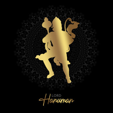 Hindu Lord Hanuman Golden Illustration with Mandala