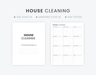 House Cleaning Checklist Printable Template | Clean Room Checklist Letter Size