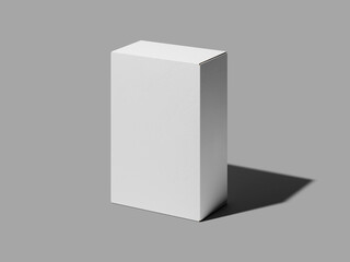 Isolated Front View White Blank Cardboard Box 3D Render Mockup