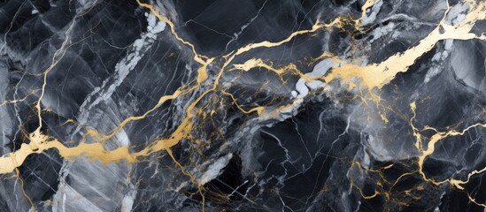 Elegant black and gold marble pattern featuring intricate gold veins running through the surface