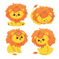 Cute Lion Baby Cub Different Poses Set - 766827881