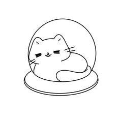 A cat is sleeping in a glass bowl