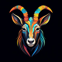flat vector logo of animal colorfull isolated on black background 