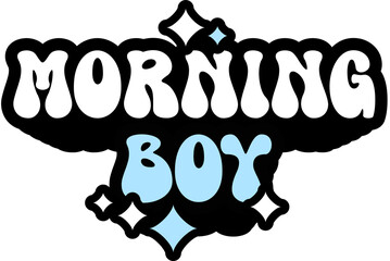 Morning Boy Sticker On Cute Style Design For Sticker, T-Shirt, Mug, Hoodie, Poster & For Any Merchandise Printing On Transparent Background