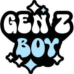 Gen Z Boy Sticker On Cute Style Design For Sticker, T-Shirt, Mug, Hoodie, Poster & For Any Merchandise Printing On Transparent Background