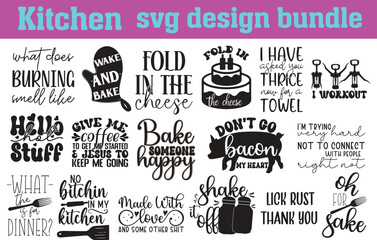 Kitchen SVG cut file, kitchen design bundle,  typography kitchen design, kitchen lettering design, vector design,
