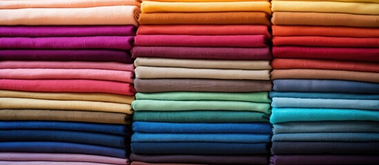 A stack of various colorful linens piled on top of each other