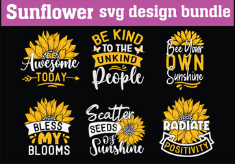 Sunflower svg Design Bundle,Sunflower t shirts and svg design Bundle, svg Files for Cutting Cricut bundle.