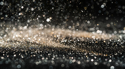 closeup of particles dust isolate on black abstract bokeh for overlay and background.