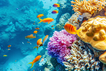 Photo coral reef in the sea