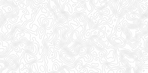 Fototapeta premium Vector geography landscape Topo contour map on white background, Topographic contour lines. Seamless pattern with lines Topographic map. Geographic mountain relief diagram line wave carve pattern.