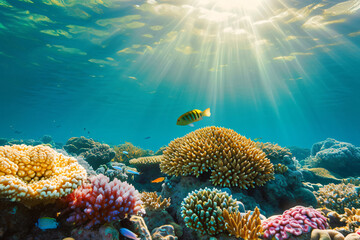 Fototapeta na wymiar Photo coral reef in the sea