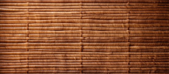 A detailed close up of a bamboo mat placed on a rich brown background