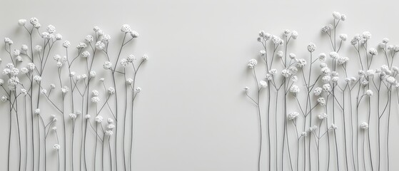   A stunning arrangement of white flowers displayed on a pristine white background, captivating the eye