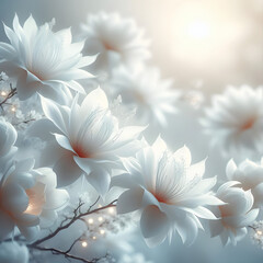 Piękne białe kwiaty, tapeta dekoracja generative ai - obrazy, fototapety, plakaty
