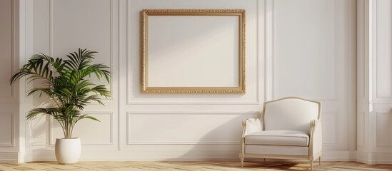 Empty picture frame placeholder for artwork in interior design.