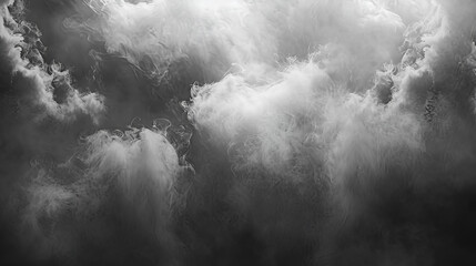 Spooky fog overlays Halloween overlay realistic Panoramic view of the abstract fog. White cloudiness, mist or smog moves on black background. Beautiful swirling gray smoke. Generative Ai - obrazy, fototapety, plakaty