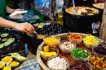 fresh produce on sale on floating market in Thainland