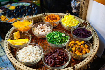 fresh produce on sale on floating market in Thainland