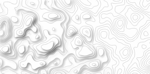 Vector geography landscape Topo contour map on white background, Topographic contour lines. Seamless pattern with lines Topographic map. Geographic mountain relief diagram line wave carve pattern.