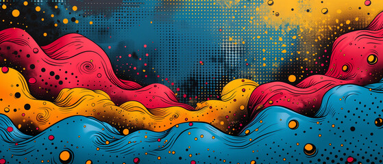 background with splashes, background with paint, Splashes pop art pattern, Comics illustration, retro and 90s style, pop art pattern, abstract crazy and psychedelic background