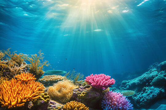 Photo coral reef in the sea