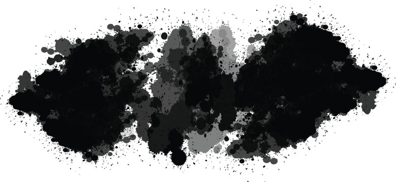 Black Isolated ink spot on white background, Black paint splash illustration