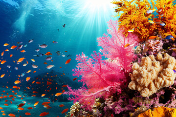 Obraz na płótnie Canvas Photo coral reef in the sea