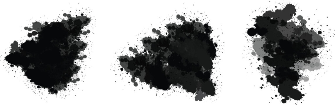  Black spots of paint on a white background. Grunge frame of paint. Vector illustration