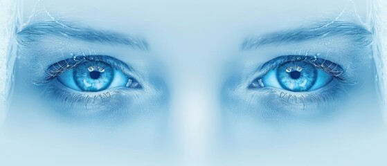   Blue eye close-up with reflection - obrazy, fototapety, plakaty