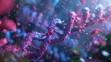 Illustration of Vitamin B9 Folate in DNA synthesis and repair, and its critical role in early development, in a vivid 3D style , 3D Render