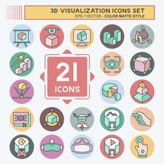 Icon Set 3D Visualization. related to 3D Visualization symbol. color mate style. simple design editable. simple illustration