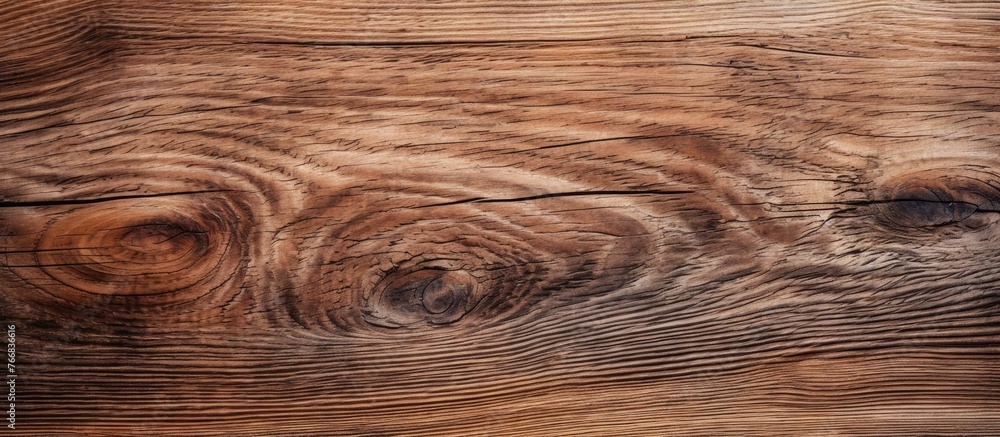 Poster a detailed view of a wooden surface showing multiple knots and intricate grain patterns