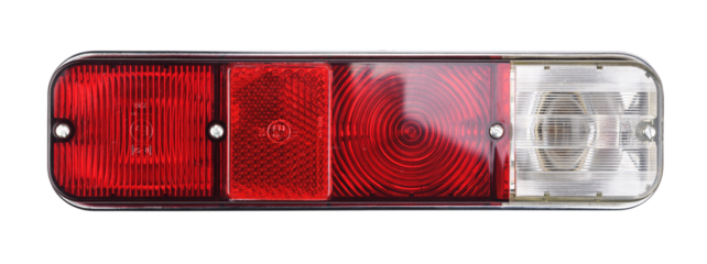 1960s and 1970s car headlight. Red stop or tail lights. Retro car headlight isolated on white background.