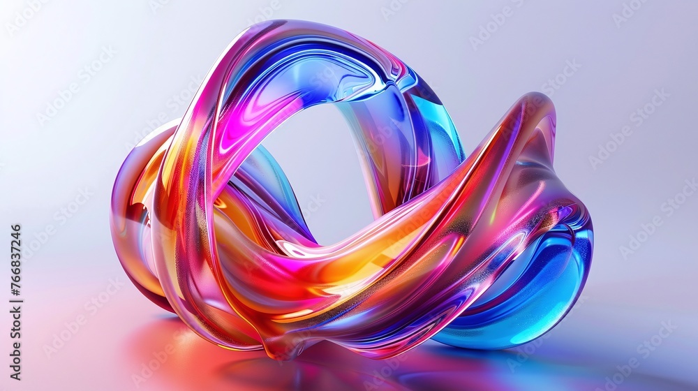 Poster modern abstract wallpaper background featuring a colorful glass 3d object with vibrant bright colors