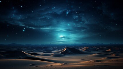 Stunning starry night sky over desert landscape - breathtaking astronomy background