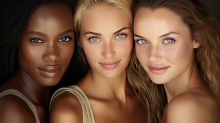 Close-up of diverse skin tones embracing, blank copy space for inclusive text and messages