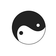 A black and white circle with a white dot in the center