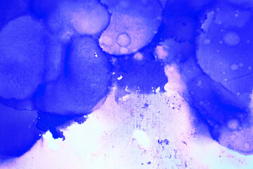 splash blue alcohol ink banner. Watercolor ink Natural luxury abstract fluid art painting background alcohol ink technique