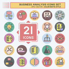 Icon Set Business Analysis. related to Business symbol. color mate style simple design editable. simple illustration