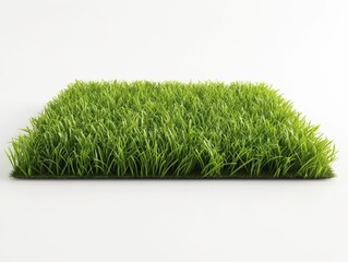 A dense and vibrant patch of green grass isolated on a white background.