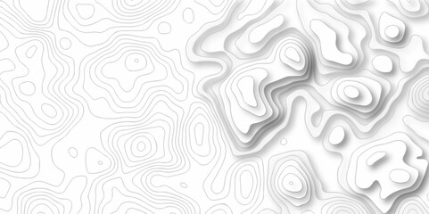 Vector geography landscape Topo contour map on white background, Topographic contour lines. Seamless pattern with lines Topographic map. Geographic mountain relief. - obrazy, fototapety, plakaty