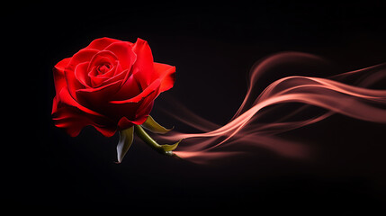 Fototapeta premium Red rose flower in motion blur. Long exposure concept 