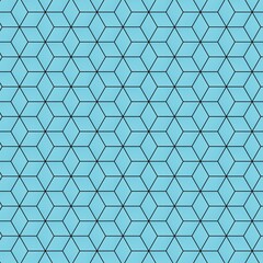 【ブルー】キューブ柄｜幾何学模様のパターン｜グラデーション
