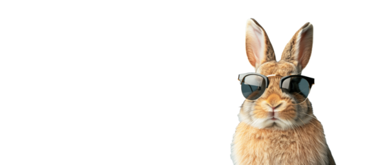 Funny rabbit wearing sunglasses for easter celebration,isolated on transparent background