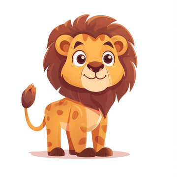 Cute Funny Cartoon Lion, Illustration for Children Book, Generative AI
