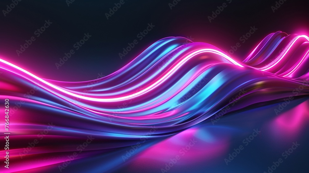 Aufkleber abstract fluid wave in motion featuring 3d render with holographic iridescent neon lights on a dark 
