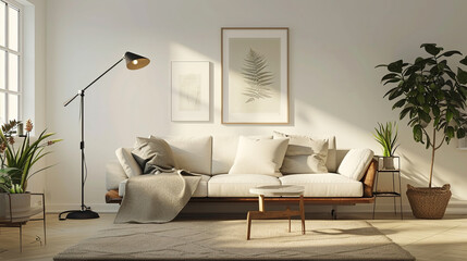 Contemporary Coziness: A Stylish Sofa in a Modern Lounge Room, Accented by Bright, Colorful Pillows